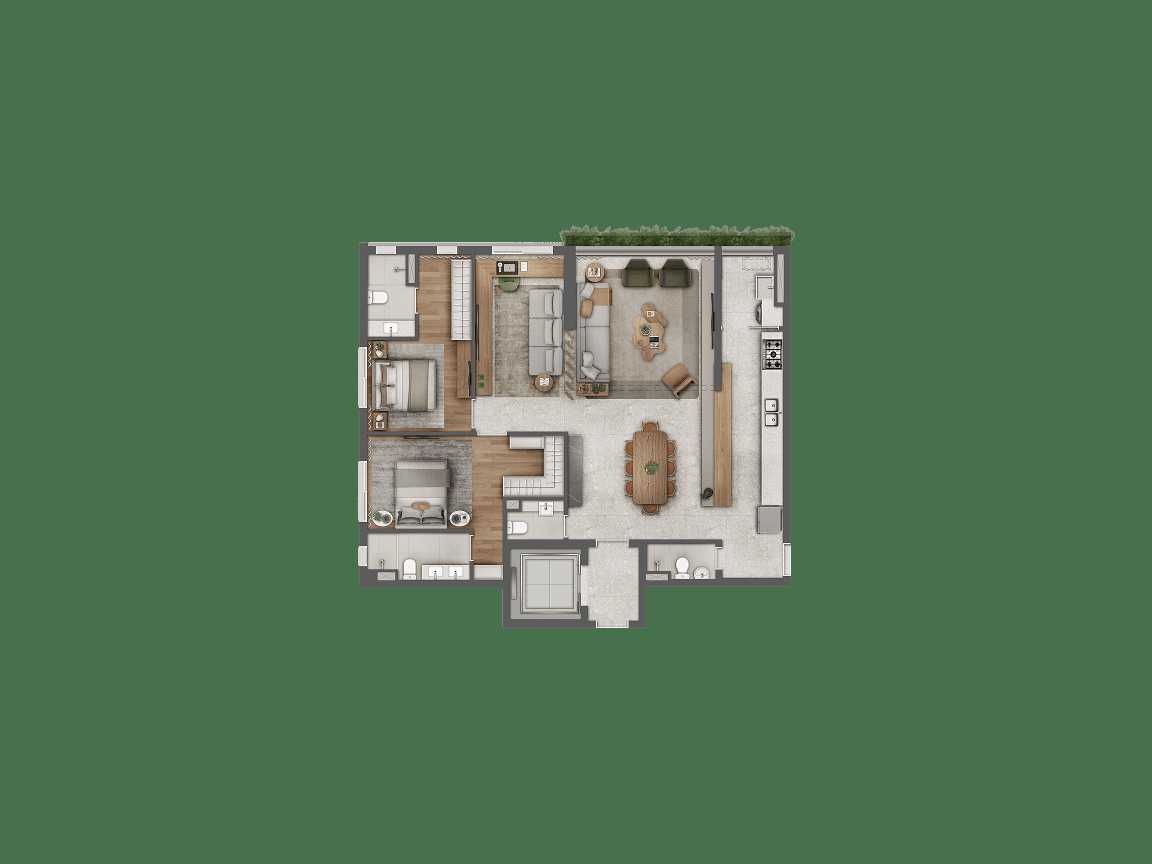 Planta - O privilégio de viver entre o melhor de Pinheiros e Jardins | 85 m² a 156 m² | 2 a 3 suites - MPNI