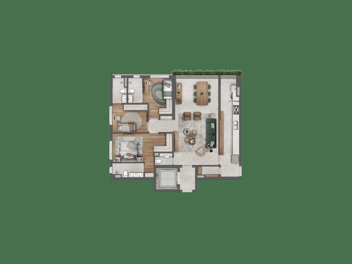 Planta - O privilégio de viver entre o melhor de Pinheiros e Jardins | 85 m² a 156 m² | 2 a 3 suites - MPNI