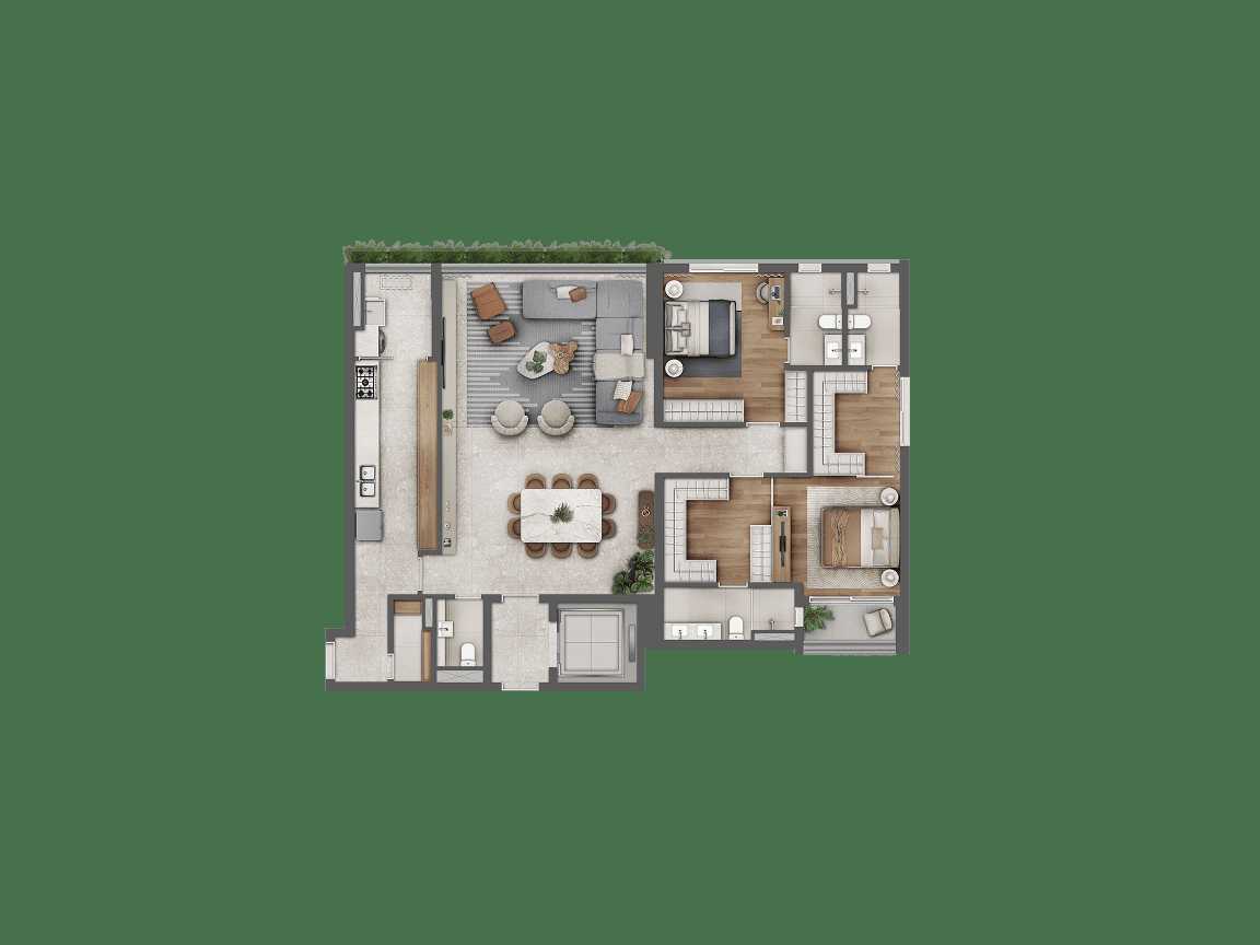 Planta - O privilégio de viver entre o melhor de Pinheiros e Jardins | 85 m² a 156 m² | 2 a 3 suites - MPNI