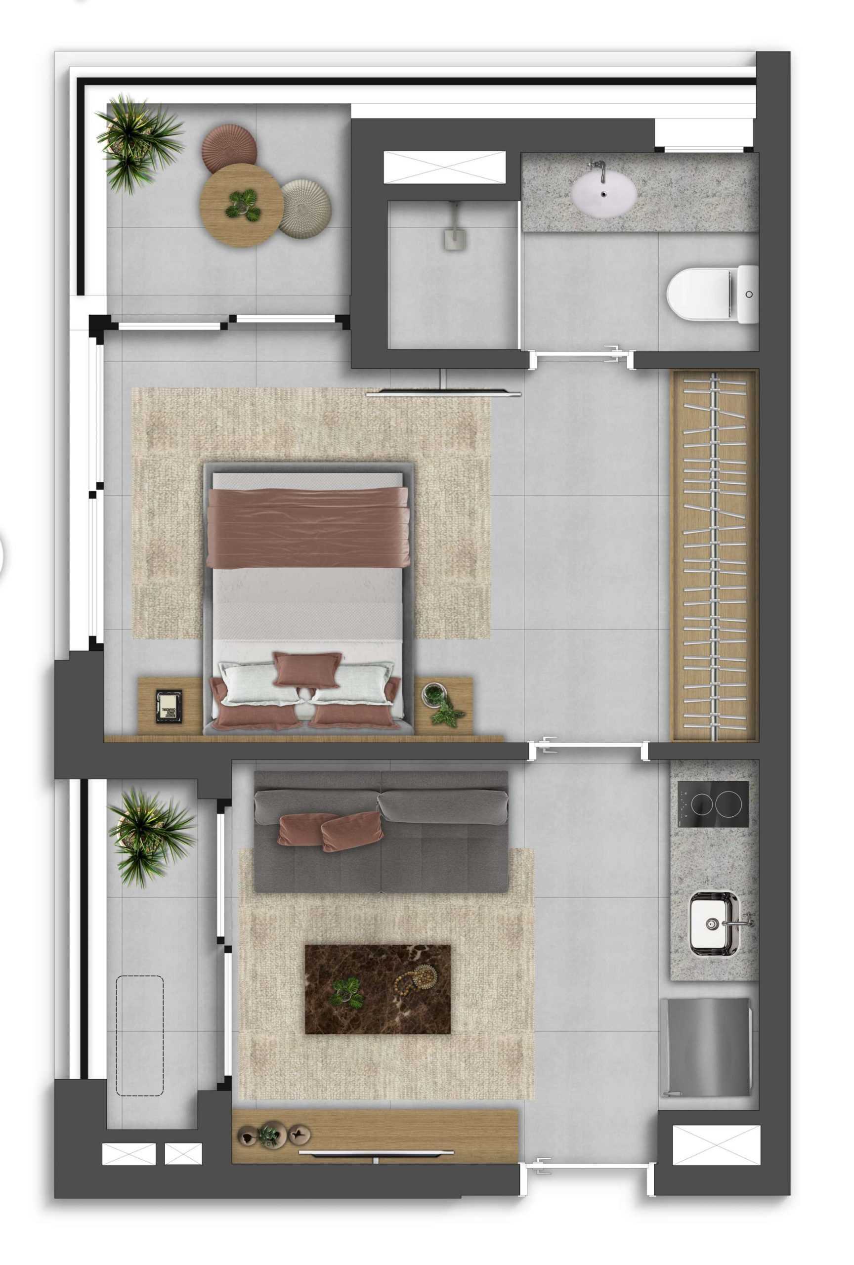Planta - 1 Dorm de  25m² a metros próximo ao Rosewood e Avenida Paulista - MPNI