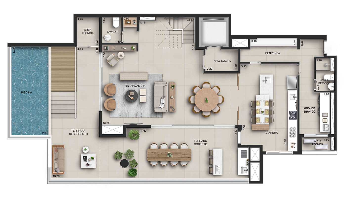 Planta - 3 a 4 suites | 3 a 4 vagas | Design autoral e elegância cosmopolita em um capítulo inédito da arquitetura paulistana. - MPNI