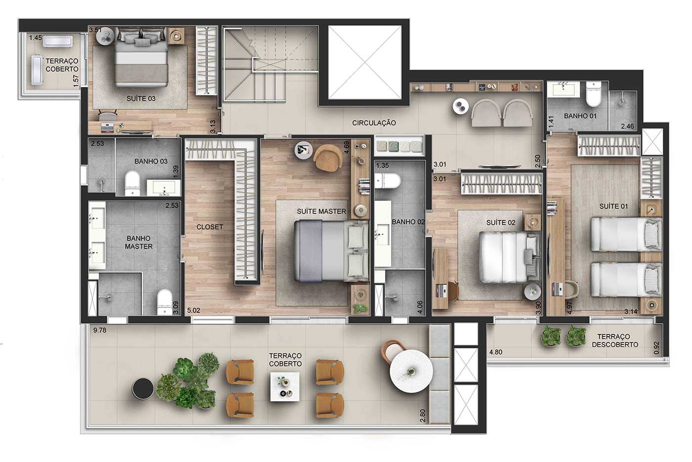 Planta - 3 a 4 suites | 3 a 4 vagas | Design autoral e elegância cosmopolita em um capítulo inédito da arquitetura paulistana. - MPNI